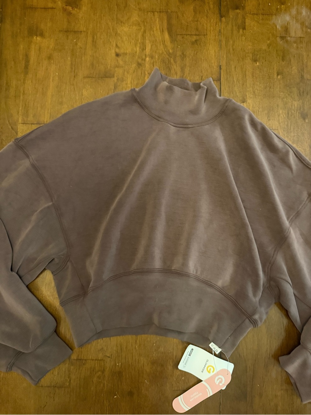 Glowmode Cropped Mock Neck Sweatshirt in Dusty Brown
